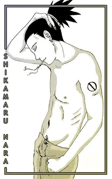 Half-naked and smoking Shika-kun